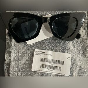 Fashion Nova Sleek Black Cat Eye Sunglasses
